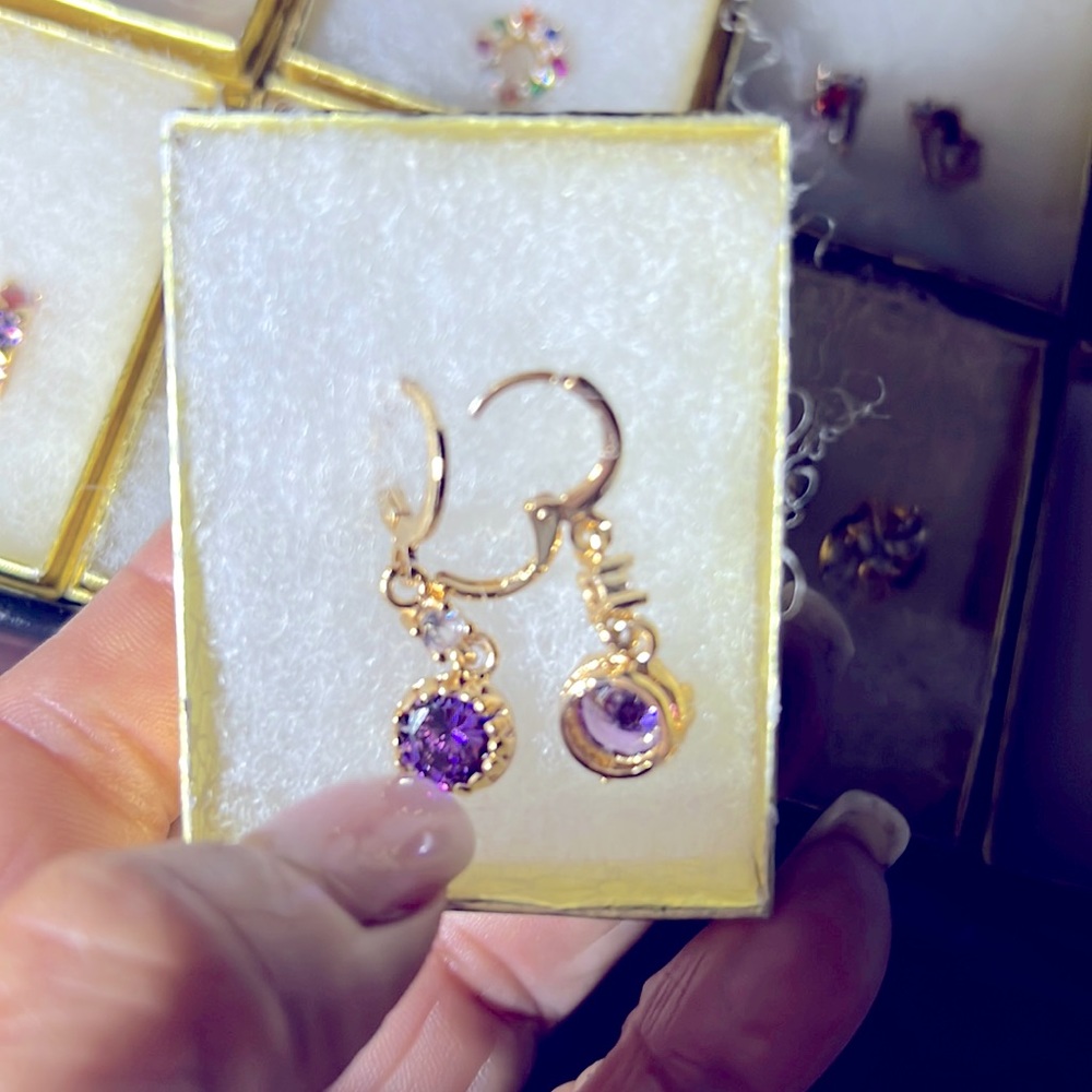 Purple gold filled earrings